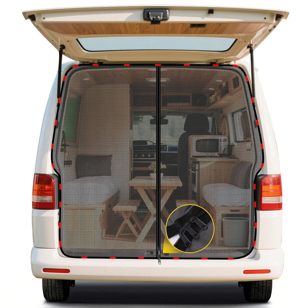XCBYT Moskitonetz Auto Hintertür Kompatibel für VW T5 T6,Magnetisch Reissverschluss Fliegengitter Au