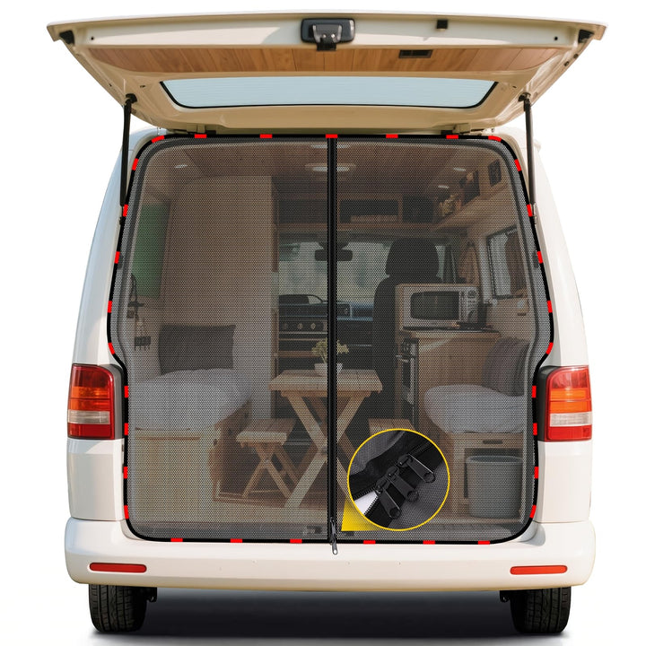 XCBYT Moskitonetz Auto Hintertür Kompatibel für VW T5 T6,Magnetisch Reissverschluss Fliegengitter Au
