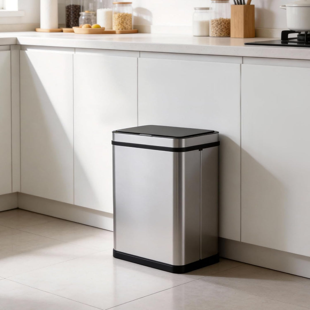 Ribelli Edelstahl Mülleimer 30 Liter - Abfalleimer mit Sensor - Automatisches Öffnen und Schliessen
