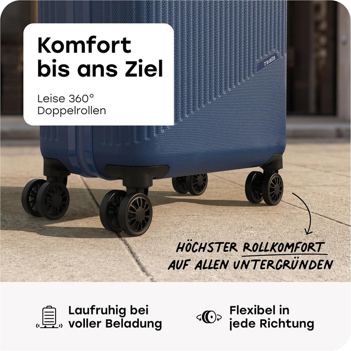 Travelite Handgepäck Trolley klein, Bali, 55x39x20 cm, 2,5 kg, Kratzfeste Hartschale, mit 4 Doppelro