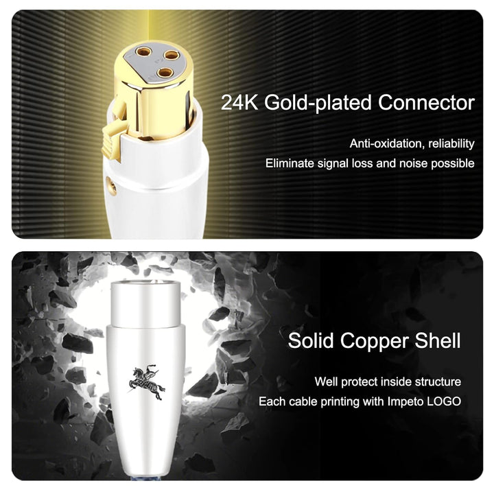 Impeto Hi-End-Audiophile XLR Kabel,hifi Mikrofonkabel, 3-Pin XLR Stecker auf Buchse Mikrofonkabel fü