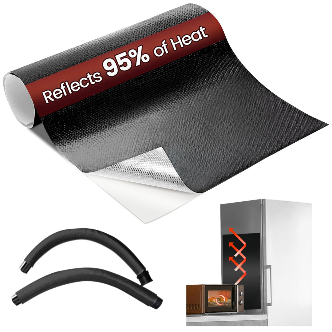Selbstklebende Aluminium-Hitzeschutzmatte, 30 x 100 cm – Hitzeschutzfolie reflektiert 95% der Strahl