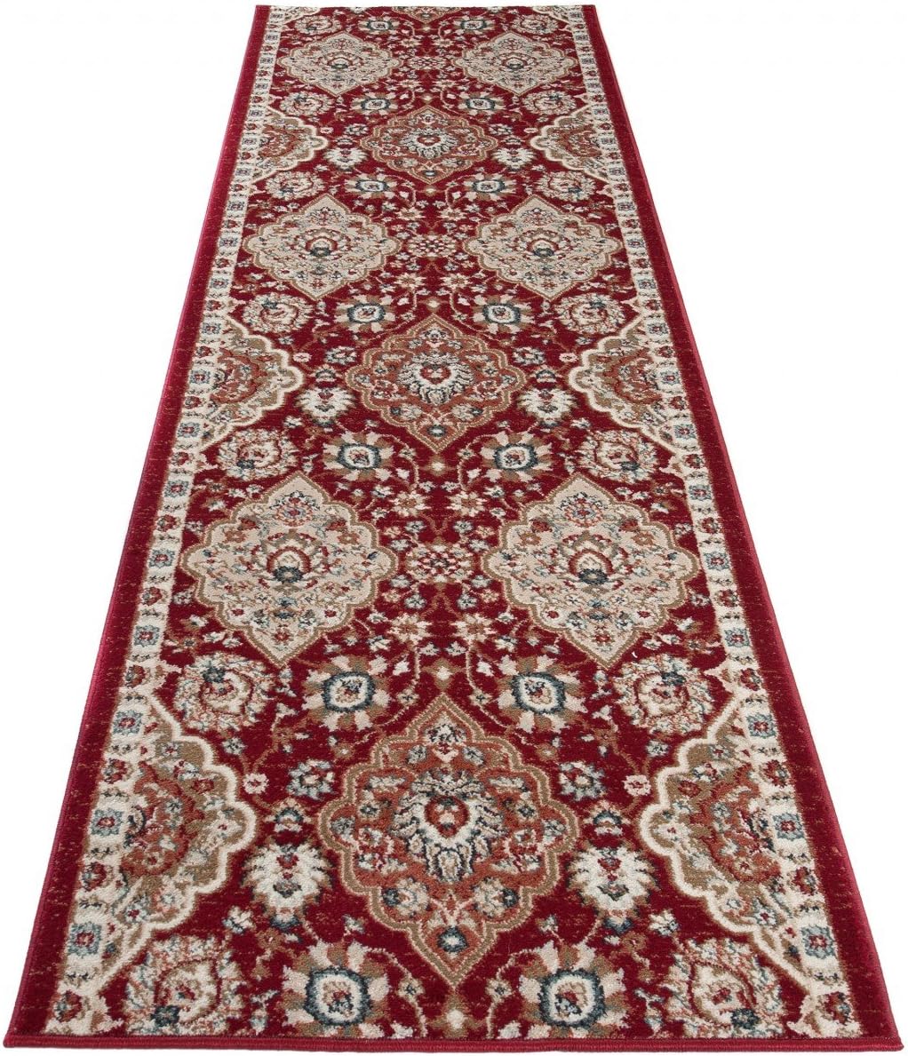 Carpeto Rugs Blumen Teppich Läufer Flur - Orientalisch Teppichläufer - Kurzflor, Weich - Flurläufer