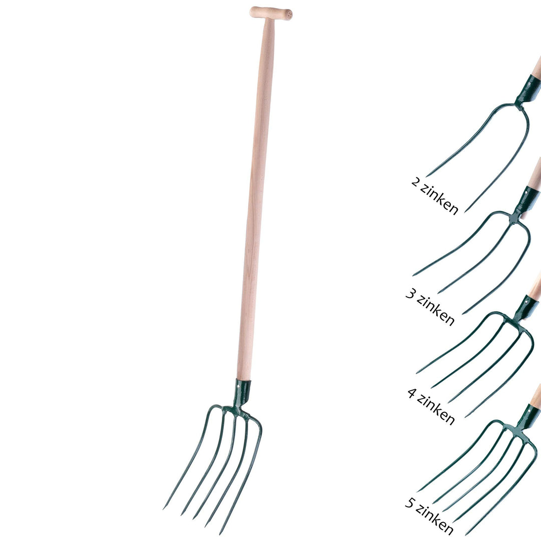 KADAX Heugabel, Forke, Spatengabel, Grabegabel, Mistgabel, Gabel für Garten, Drahtgabel mit Holzstie