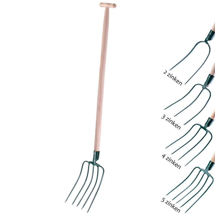 KADAX Heugabel, Forke, Spatengabel, Grabegabel, Mistgabel, Gabel für Garten, Drahtgabel mit Holzstie