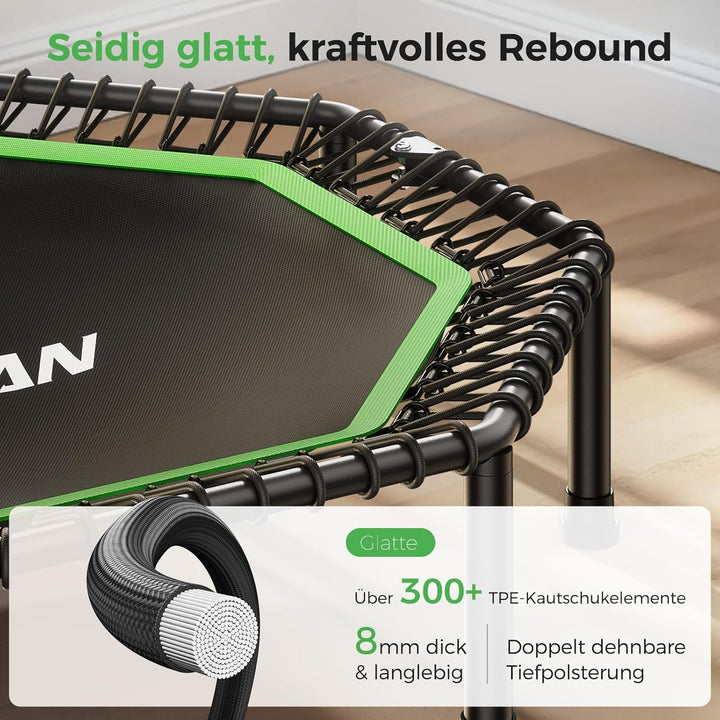 BCAN Fitness Trampolin Indoor Ø 122/133 cm, Trampolin Erwachsene bis 250 kg, Bodentrampolin mit vers