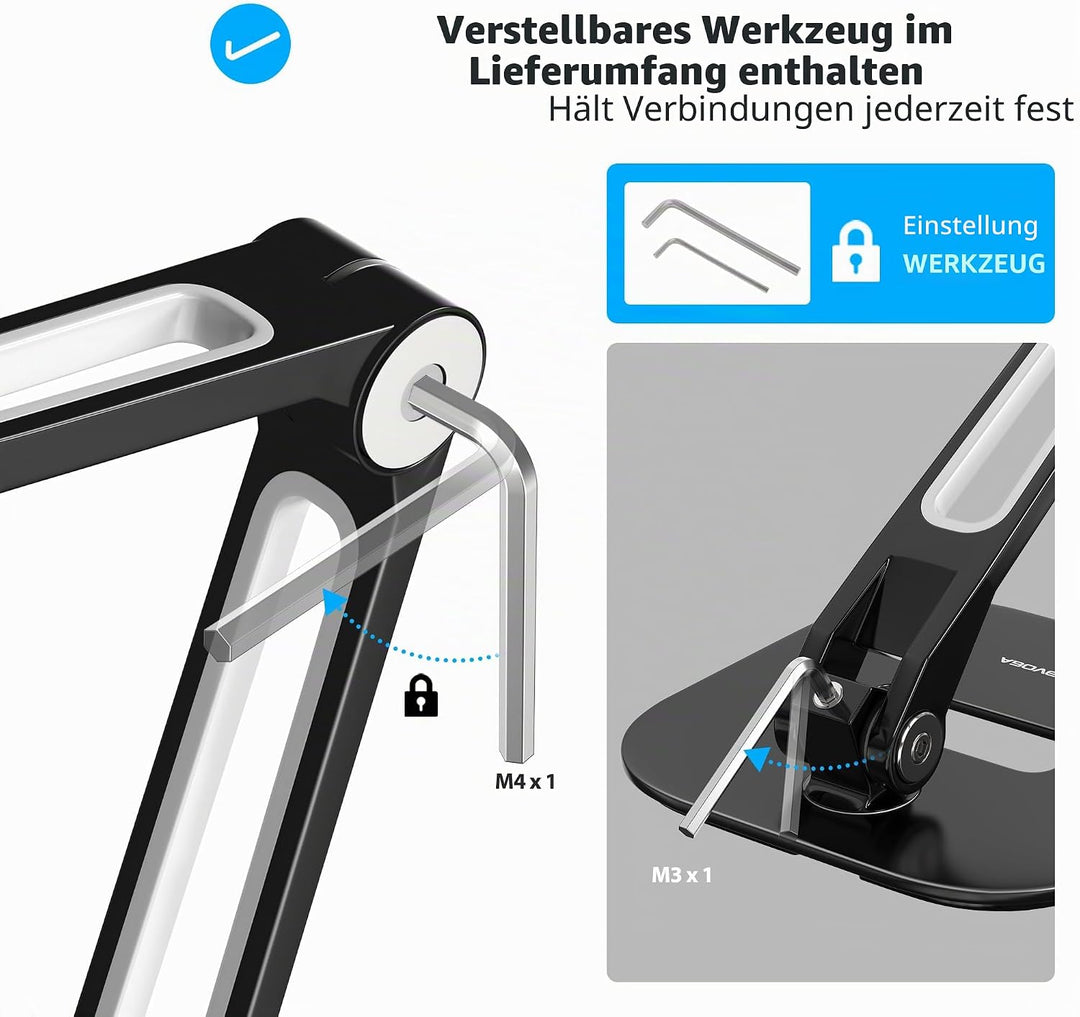 AboveTEK Tablet Ständer Höhenverstellbar Tablet Halterung Tisch, iPad Ständer Schwarz für iPad Mini