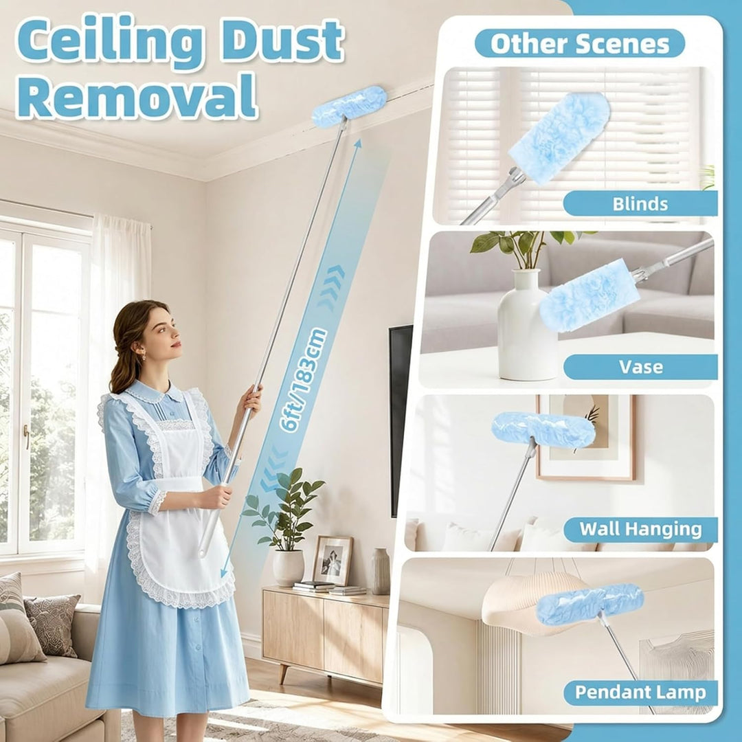180cm Ausziehbarer Griff mit 20 Tücher für Swiffer Staubmagnet Nachfüllpack Set, 360° Einweg Magnet
