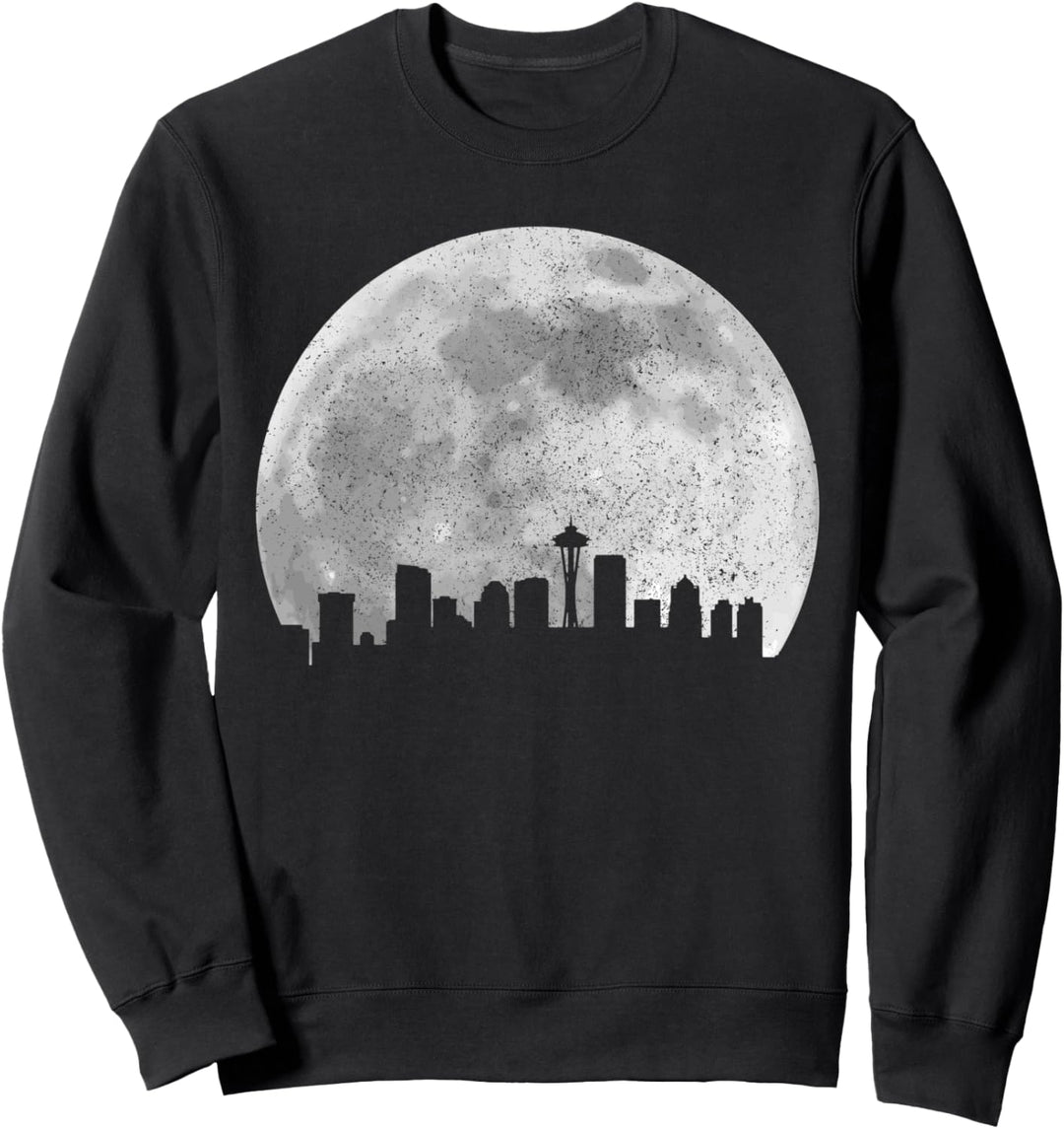 Seattle Washington Skyline Mond Vintage Seattle Sweatshirt