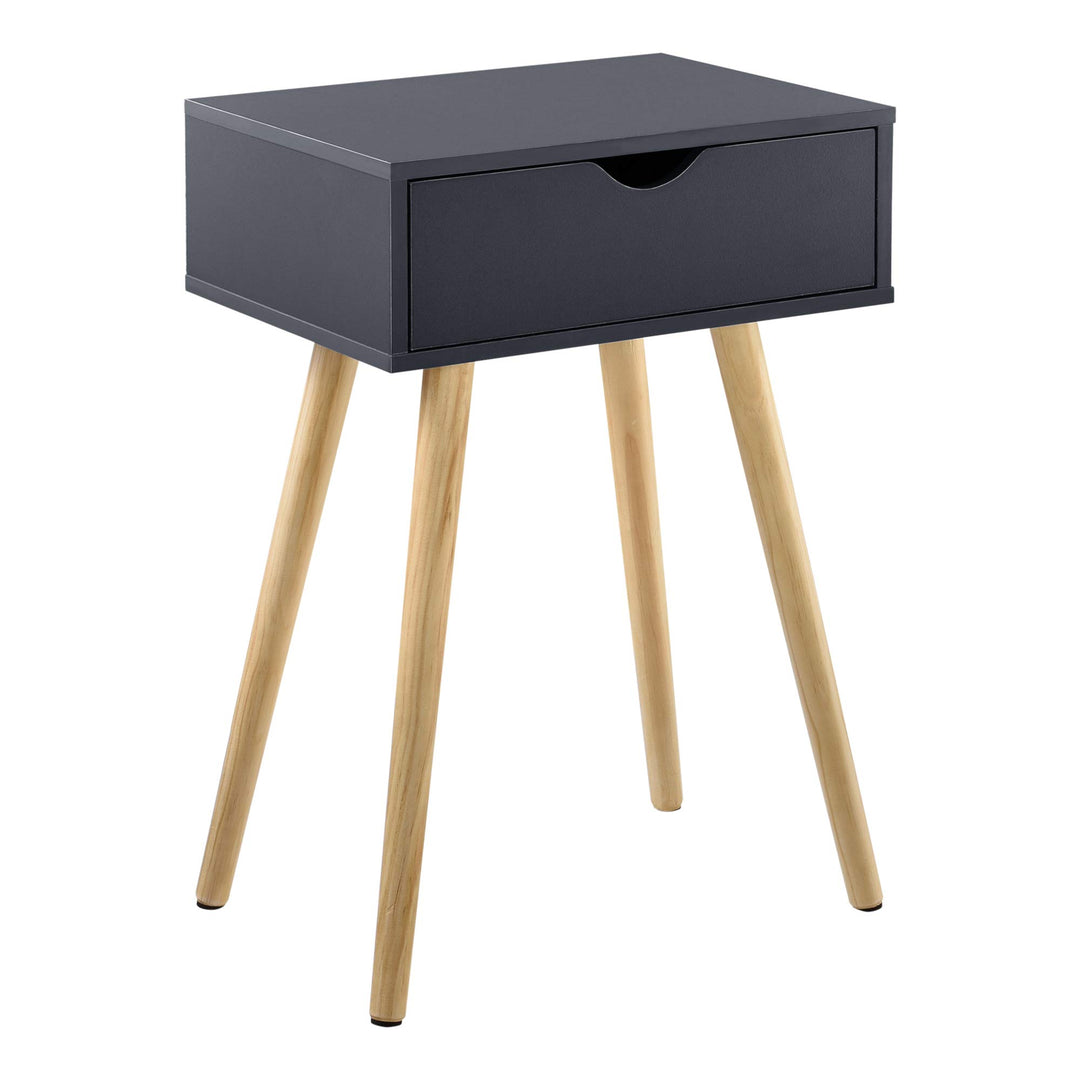 [en.casa] Beistelltisch 'Sörby' mit Schublade Dunkelgrau Retro 60x40x30 cm Kommode Nachttisch Schubl