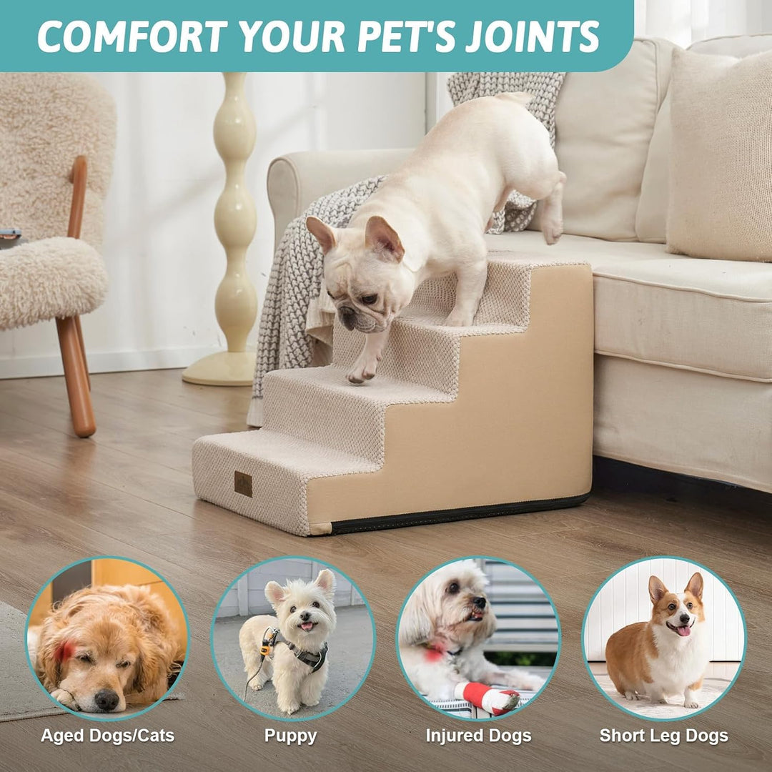 Hundetreppe für Kleine Hunde, 3 Stufen Haustiertreppe für Bett Couch Auto, 35cm Hoch Hochdichtem Sch