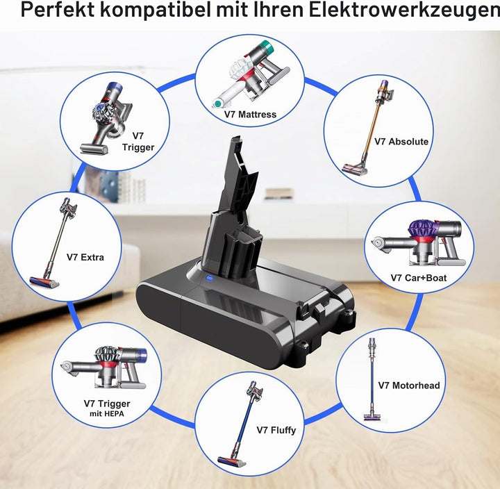 V7 Akku 4600mAh 21,6V Ersatz Akku für Dyson V7 SV11 Absolute Mattress Allergy Trigger Fluffy Fluffy