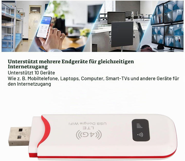 Ejoyous 4G USB WLAN Hotspot Stick, Mobiles Modem Router Tragbarer WiFi Dongle mit SIM-Karten-Slot fü