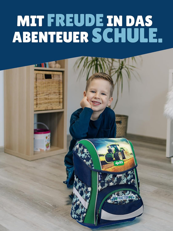 Familando - Schulranzen Set - 6-teilig mit Federmappe - Traktor - Ergonomisch, stabil & mit gepolste
