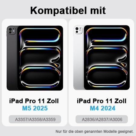 KBCASE Tastatur Hülle für iPad Pro 11 Zoll M4 2024 Hülle mit Deutsche Bluetooth Tastatur mit Bleisti