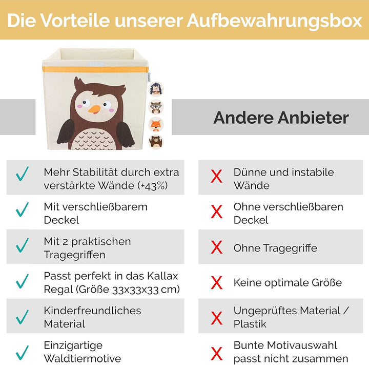 GLÜCKSWOLKE Kinder Aufbewahrungsbox - 15 Motive I Spielzeugkiste mit Deckel für Kinderzimmer I Spiel