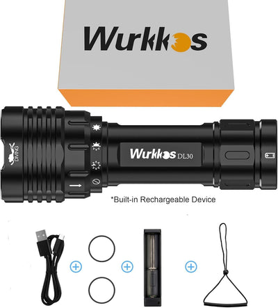 Wurkkos DL30 Tauchlampe, 3600 Lumen Tauchen Taschenlampe Wiederaufladbar, IPX8 Wasserdicht, 3* CRI 9