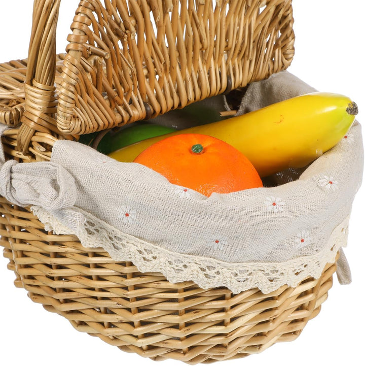Abaodam Ovaler Weidenkorb mit Deckel Vielseitiger Aufbewahrungskorb für Obst Brot und Gemüse für und