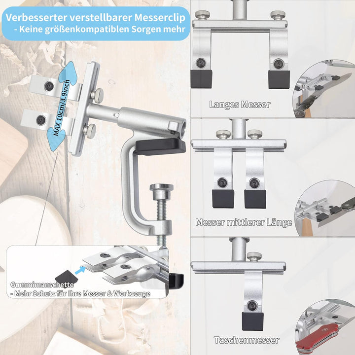 CWOVRS Messerschärfer Profi, RX-009 Messerschärfsystem Edelstahl, 360° Flip Drehung mit festem Winke