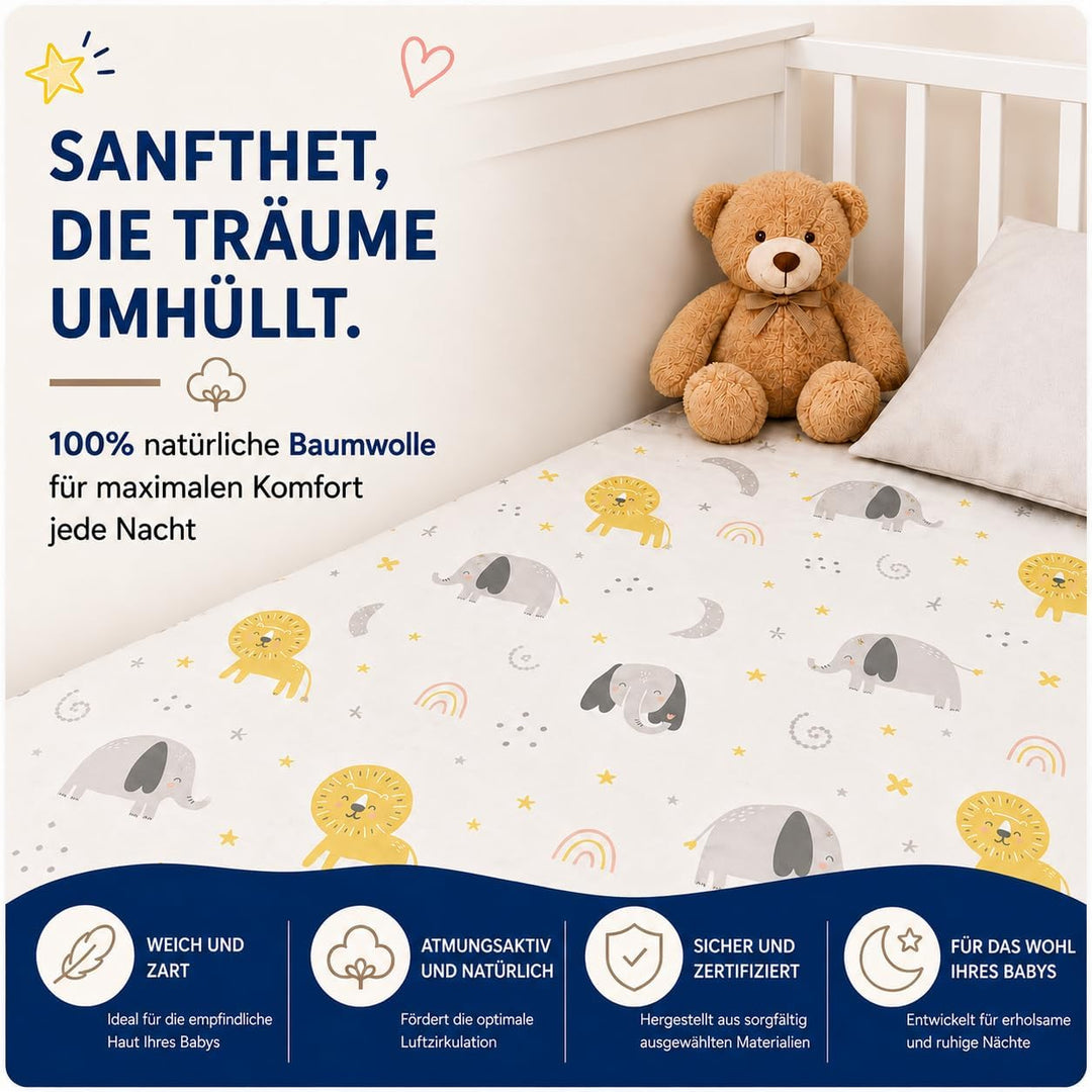 FlyIdeas Next 2 Me Spannbettlaken Beistellbett 83x50 cm, 2 STK. - 2 Spannleintuch Matratzenschoner f