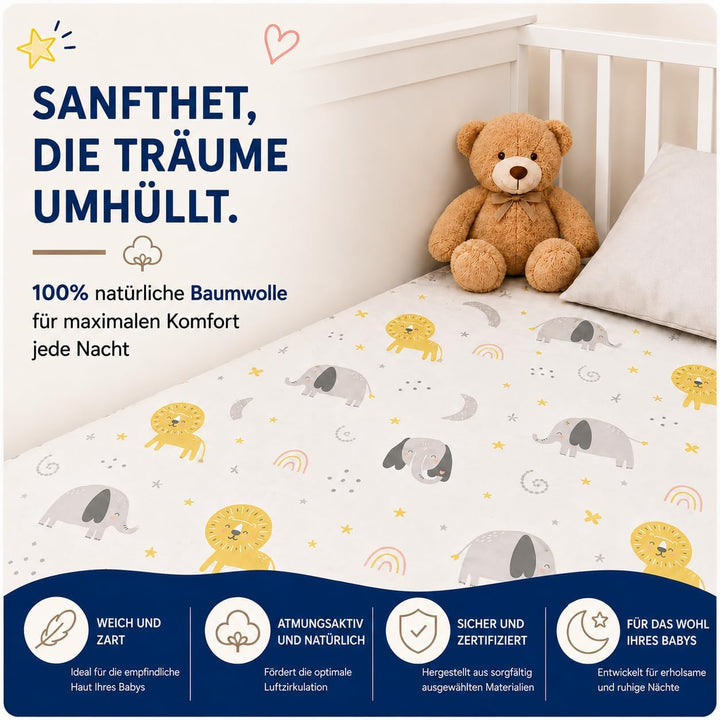 FlyIdeas Next 2 Me Spannbettlaken Beistellbett 83x50 cm, 2 STK. - 2 Spannleintuch Matratzenschoner f