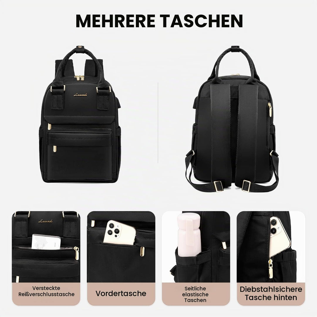 LOVEVOOK 13,3 Zoll Rucksack Damen Klein, Wasserdicht Cityrucksack Handtasche 2 in 1, Mini Tasche Day