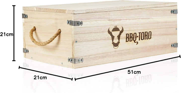BBQ-Toro Rustikale Holzkiste für Dutch Oven und Grillzubehör | 27,5 Liter Volumen | 54 x 33 x 21 cm