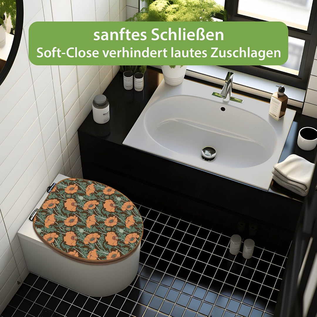 banjado Design WC Sitz Bambus Absenkautomatik 45,8x37,5cm - Toilettendeckel mit Absenkautomatik Holz