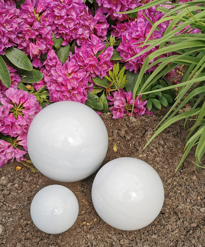 Dekokugel weiss poliert 3er Set 20-15-10 cm aus Edelstahl Kugel Dekorationskugel Gartenkugel
