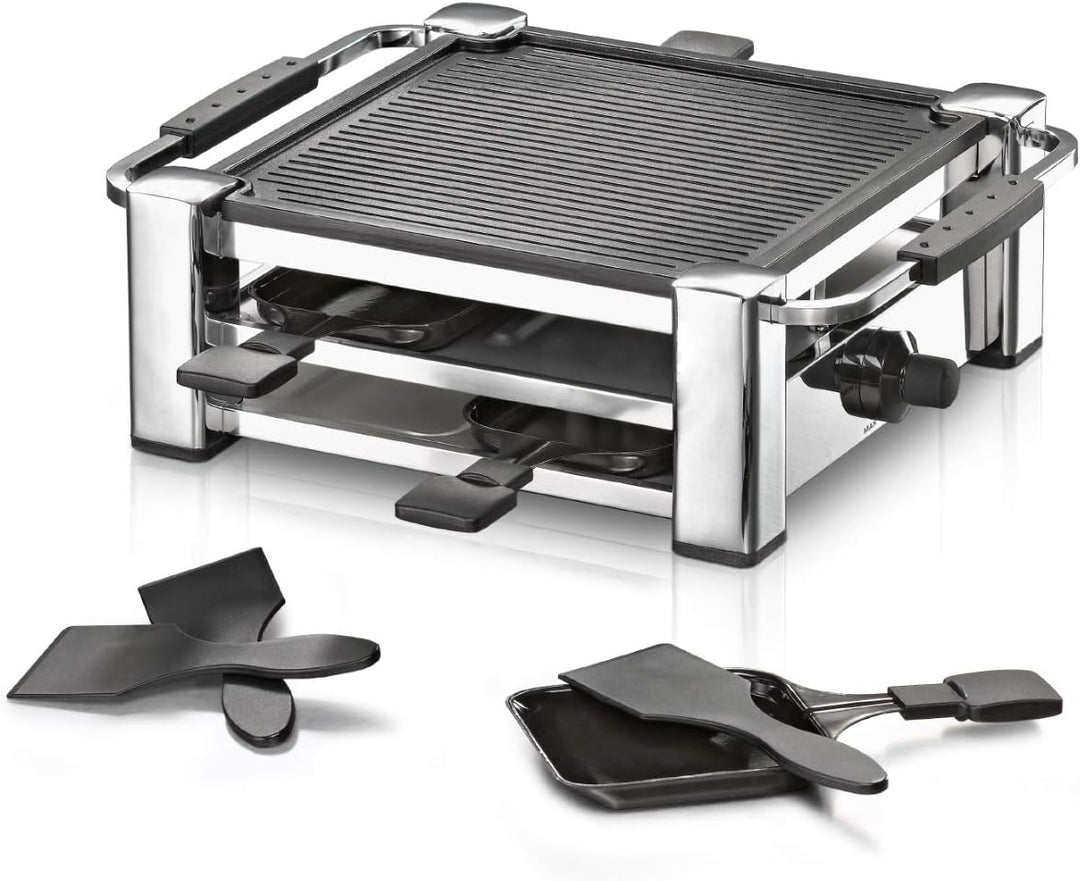 ROMMELSBACHER RCC 1000 Raclette-Grill (Tischgrill, für 4 Personen, gerippte Alu-Druckguss-Grillplatt
