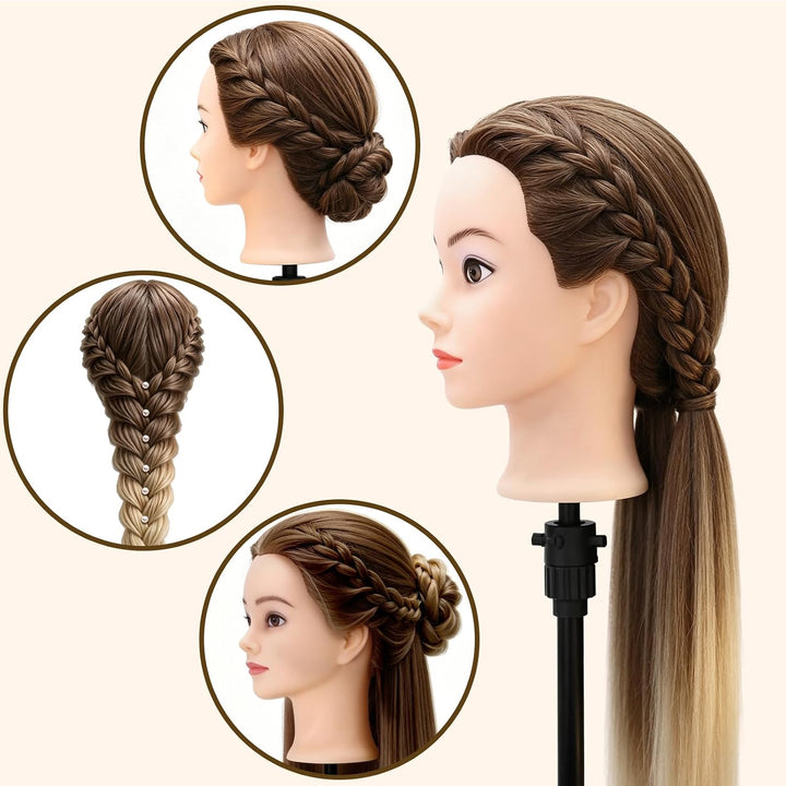28–29 Zoll Mannequin Kopf 100% Kunsthaar,Frisierkopf für Übungskopf Friseur,Frisier Puppe Haare Flec