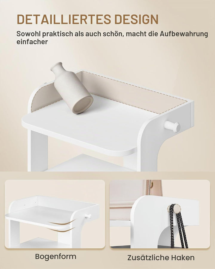 Hzuaneri Schuhregal, Schuhablage mit 10 Ebenen, Holz-Schuh-Organizer mit Haken, Verstellbar, Platzsp