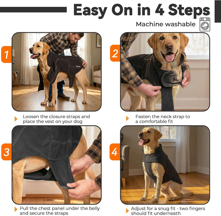 VIVAGLORY Softpad Wintermantel Hund, Hundemantel Fleecemantel Hund, Fleecejacke mit Bauchschutz, Fle
