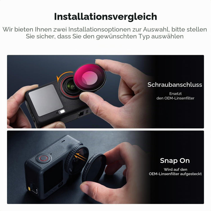 K&amp;F CONCEPT Clip-On Black-Mist 1/4 Filter Kompatibel mit DJI Osmo Action 6, Clip-On Schnellwechsel-F