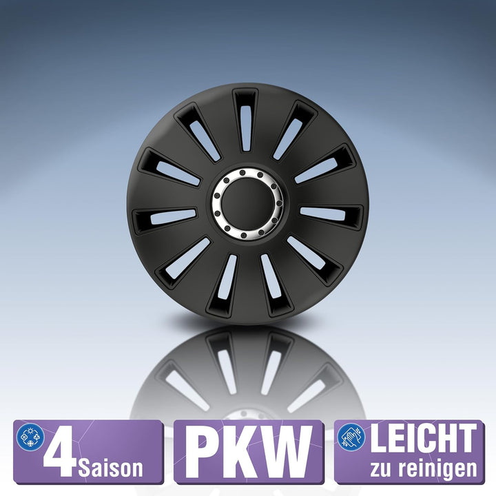 PETEX 531616 Radzierblenden / Radkappen Silverstone Pro Black 16 Zoll, 16 Zoll