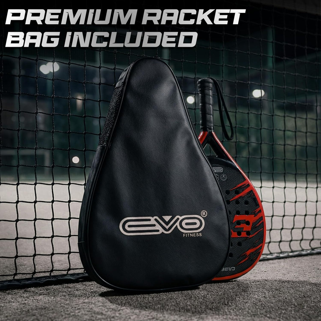 EVO Fitness Padelschläger aus Kohlefaser – weicher EVA-Schaumkern für maximale Kontrolle – 350 g lei