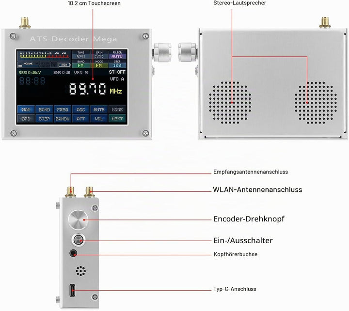 ATS-Decoder Mega SDR Radio AM FM SYNC SSB CW DIGI Empfänger Verbessert Version von ATS25 max-Decoder