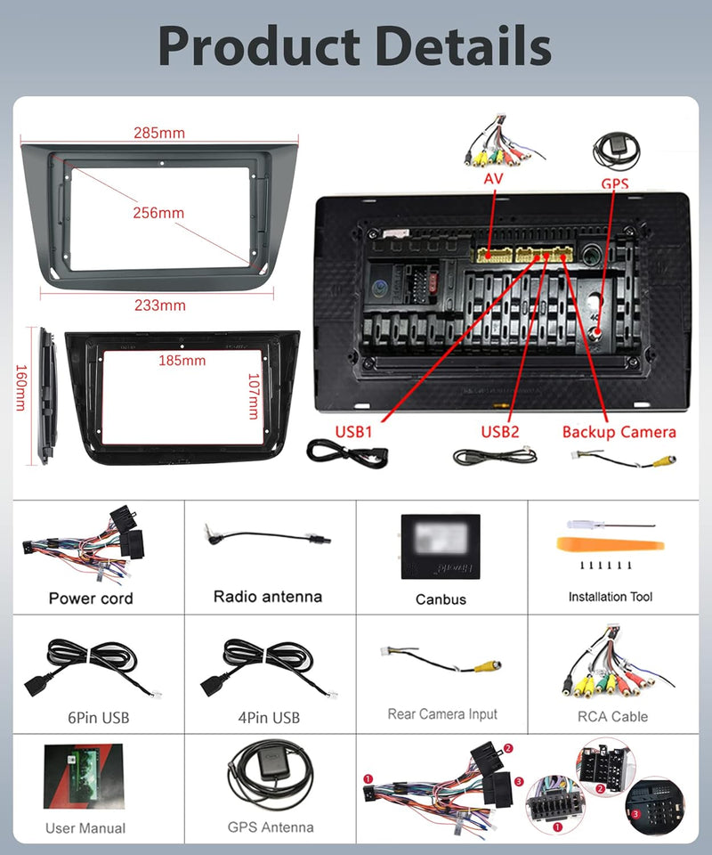 Podofo Android Autoradio GPS für Seat Altea 2004-2015(Linkslenker), 9" Touchscreen Navi WiFi Bluetoo