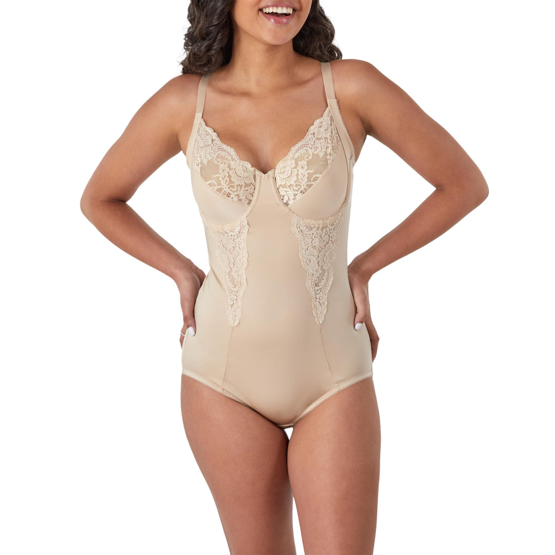 Maidenform Damen Pretty Collection-BodyBriefer with Lace Body 95D Paris Nude, 95D Paris Nude