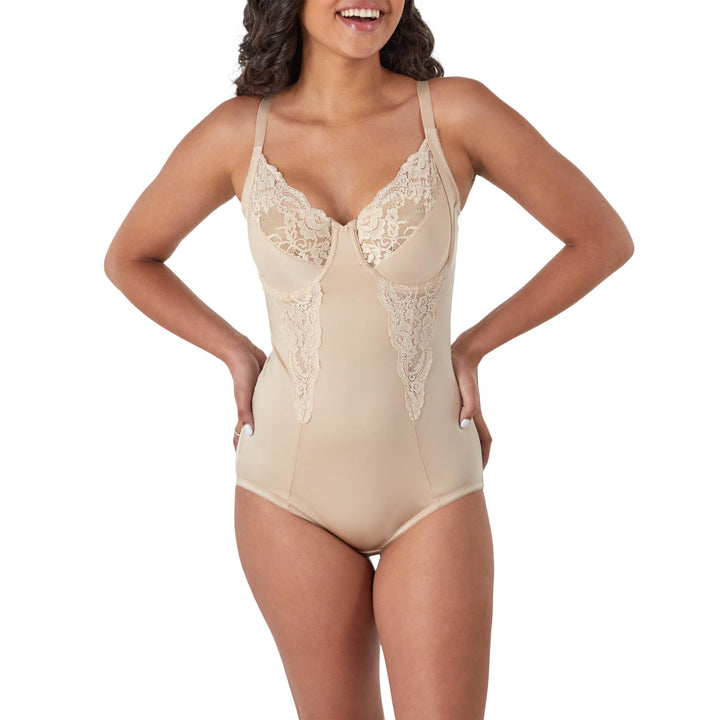 Maidenform Damen Pretty Collection-BodyBriefer with Lace Body 95D Paris Nude, 95D Paris Nude