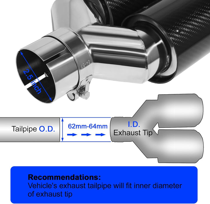 Krtopo 63mm Doppelschalldämpfer Spitze Carbon Auto Auspuffrohr Heckspitze Heckspitze Einlass 2,5" Au