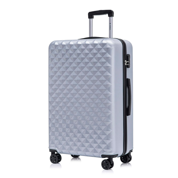 Koffer Suitcase XL Silber, Trolley Reisekoffer, Rollkoffer Handgepäck mit 4 Rollen 360°, Hartschalen