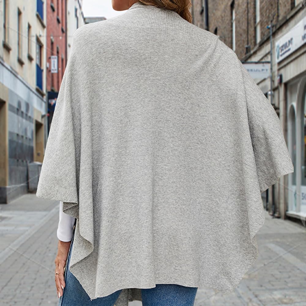 Lifetooler Frauen Poncho Damen Open Front Winterstrickjacke Lady Wendeumhang Bedruckte übergrosse Um