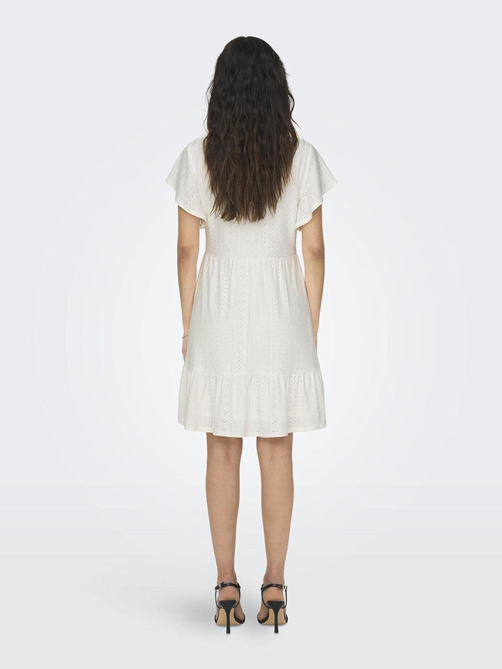 PIECES Damen Onlsandra S/S V-neck Dress Jrs XS Cloud Dancer, XS Cloud Dancer