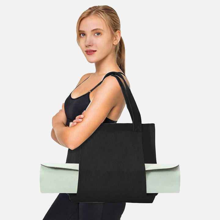 Yogatasche Damen mit Nassfach, Canvas Tasche mit Griffen, Abnehmbare Tasche für Yogamatte, Geeignet