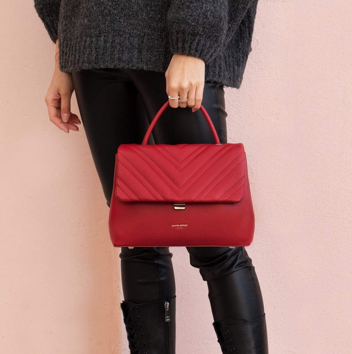 David Jones - Damen Umhängetasche - Frau Handtasche Gesteppte PU Leder - Steppmuster Tasche Mittelgr