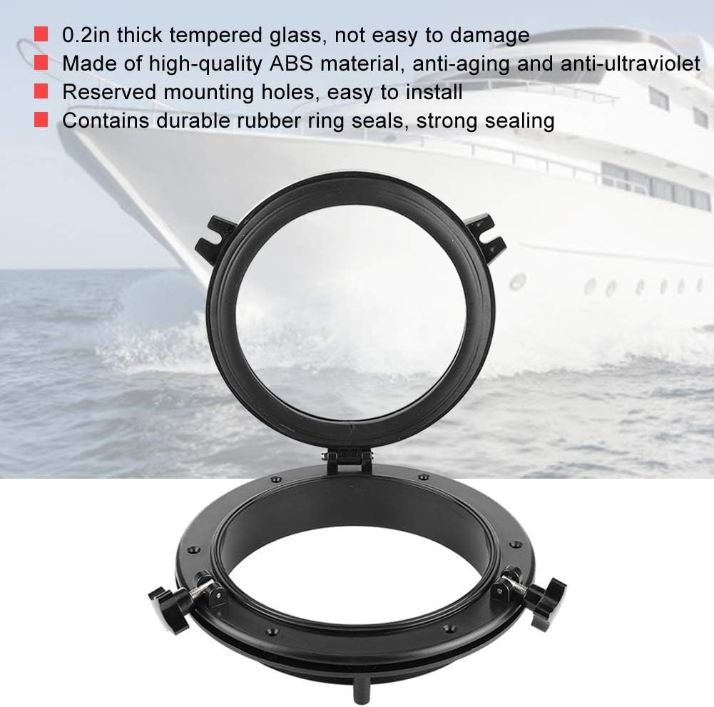 GAESHOW 26.5CM Marine Bullauge Runde schwarz Portlight Stalinit Fenster Universal für Boot Yacht Ers