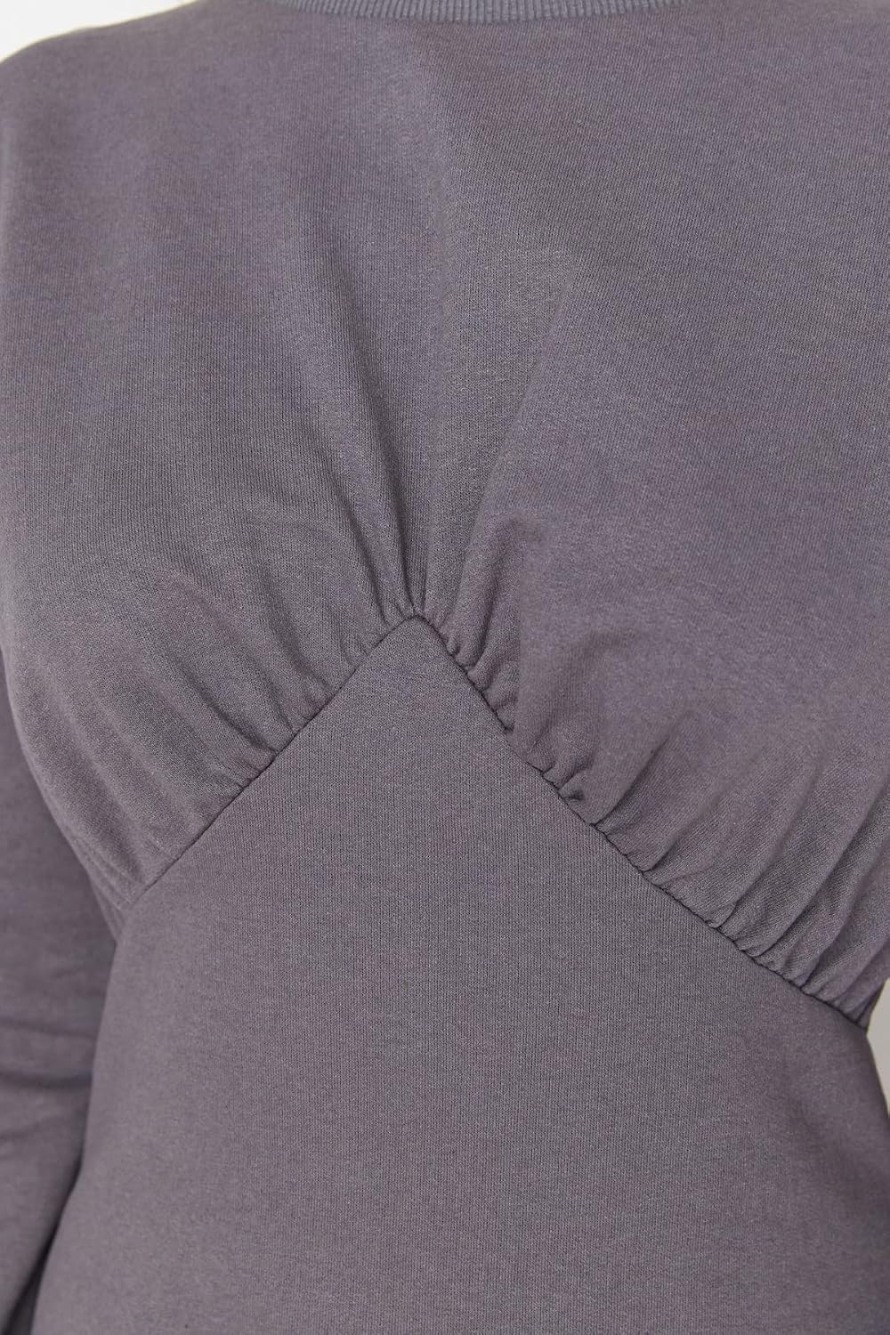 TRENDYOL Damen Woman Maxi Skater Rundhalsausschnitt Webstoff Kleid M Gray, M Gray