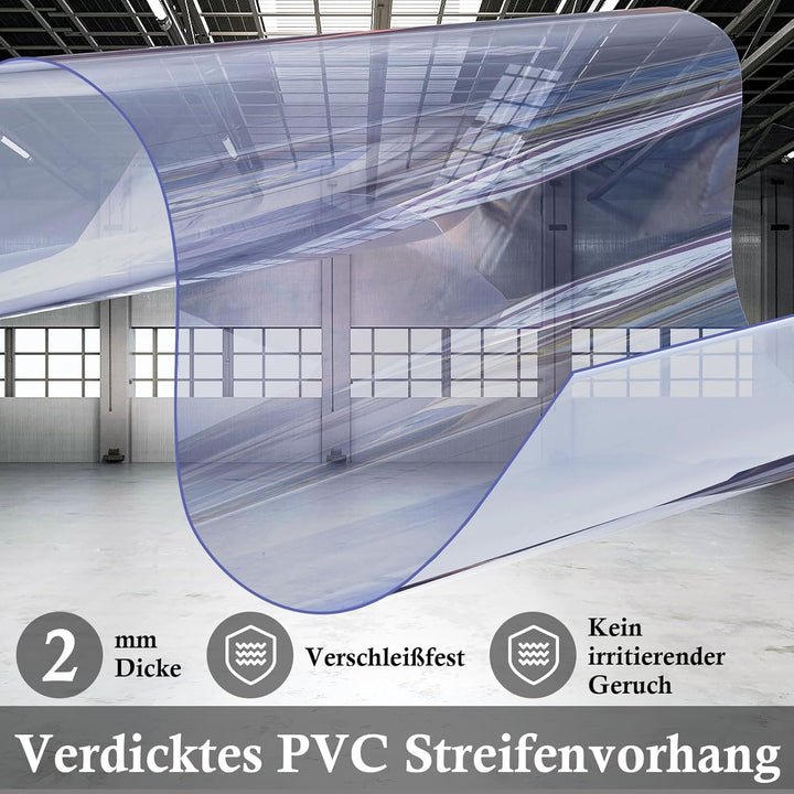 bimiti PVC Lamellenvorhang Streifenvorhang 90x200cm Transparent Streifenvorhang, Lamellen Stallvorha