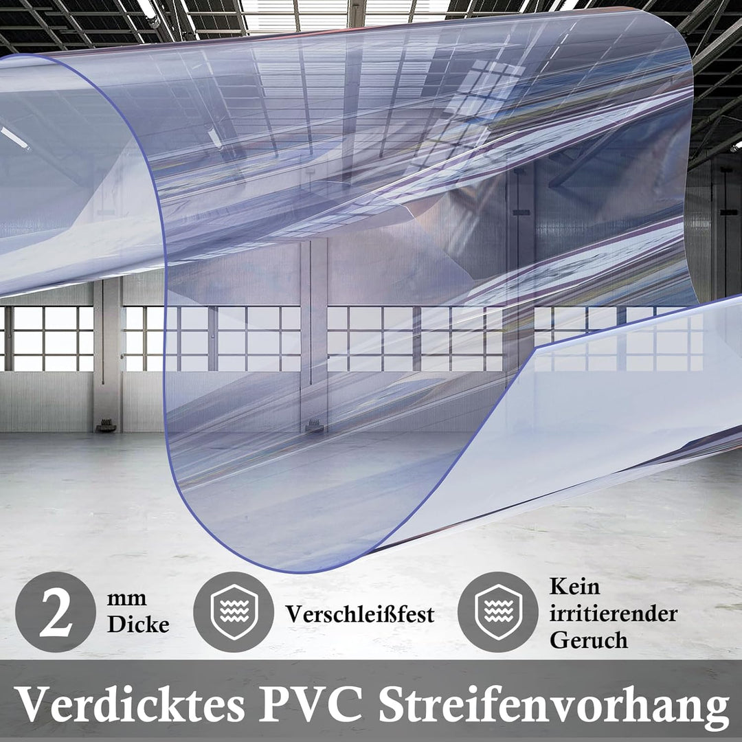 bimiti PVC Lamellenvorhang Streifenvorhang 90x220cm Transparent Streifenvorhang, Lamellen Stallvorha